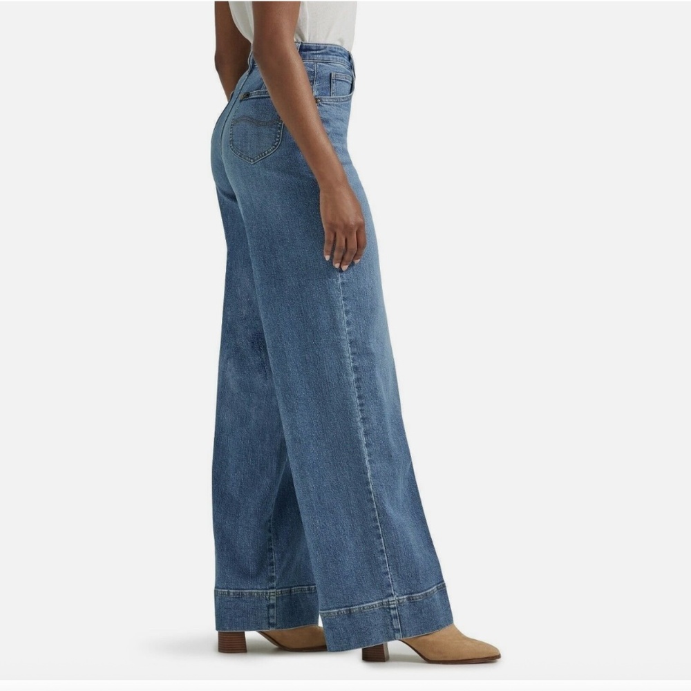 LEE Legendary Trouser Jean High Rise 5-Pocket Wide Leg Jeans SZ 16W PETITE